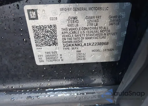2019 GMC Acadia Sle-1 from USA, damaged, VIN 1GKKNKLA1KZ238968